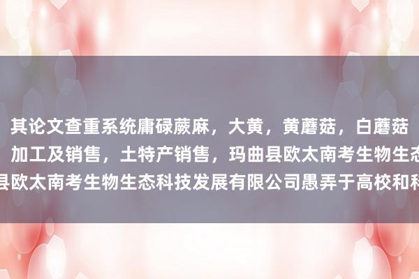 其论文查重系统庸碌蕨麻，大黄，黄蘑菇，白蘑菇，贝木，中藏药材种植，加工及销售，土特产销售，玛曲县欧太南考生物生态科技发展有限公司愚弄于高校和科研机构