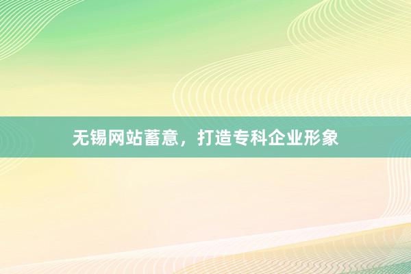 无锡网站蓄意，打造专科企业形象